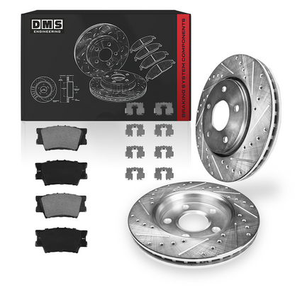 Toyota Avalon (2013 - 2018) Front and Rear Standard Brake Rotors and Brake Pads LH + RH