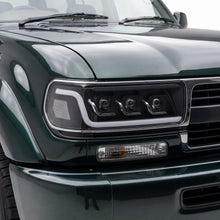 Toyota LandCruiser 80 Series (1990 - 1997) Sequential LED DRL Black Projector Headlights LH + RH