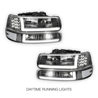 Chevrolet Silverado 1500 HD LS / LT (2001 - 2002) LED DRL Bar Headlights LH + RH