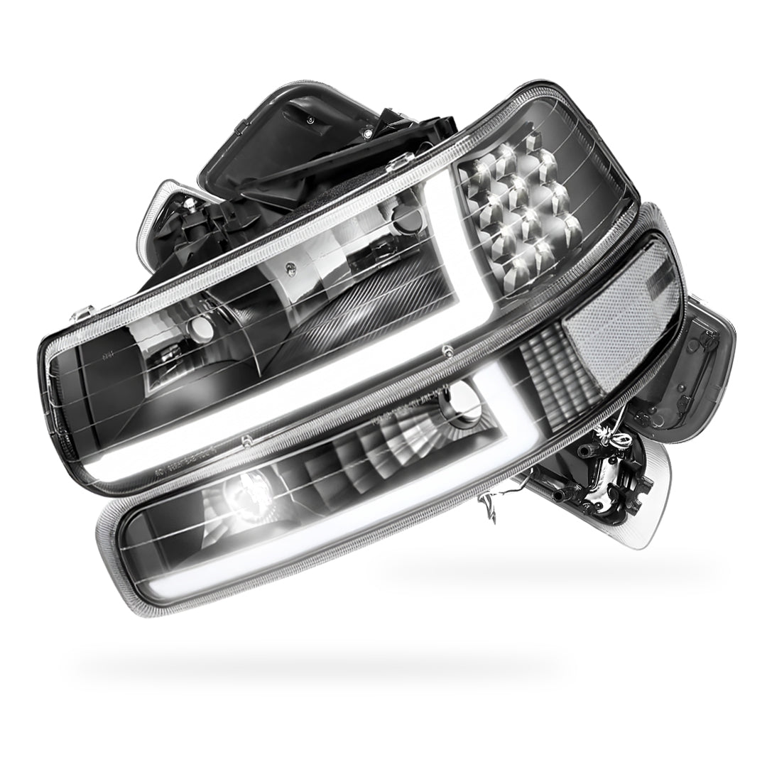 Chevrolet Silverado 1500 HD LS / LT (2001 - 2002) LED DRL Bar Headlights LH + RH