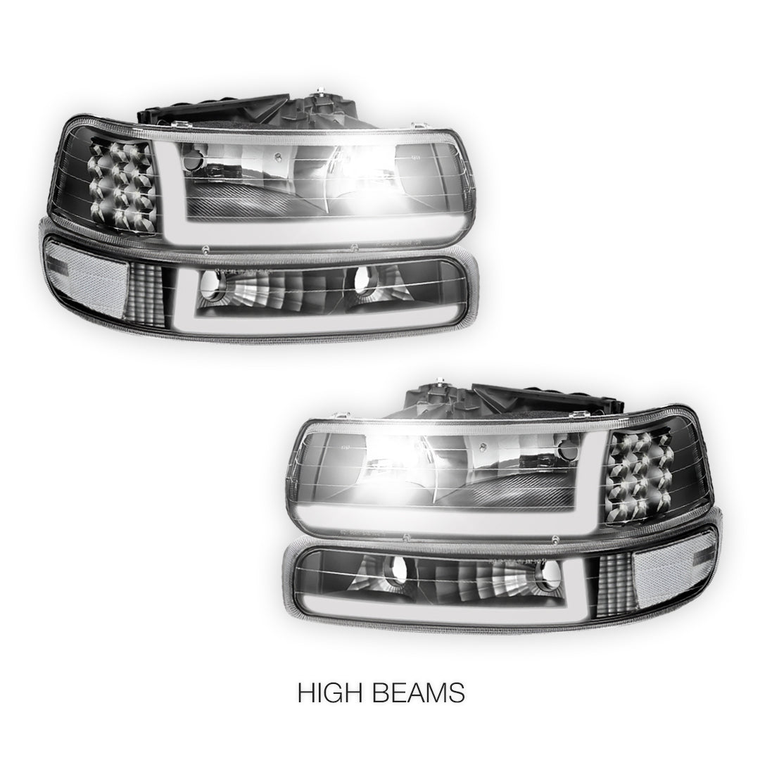 Chevrolet Silverado 1500 HD LS / LT (2001 - 2002) LED DRL Bar Headlights LH + RH