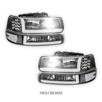 Chevrolet Silverado 1500 HD LS / LT (2001 - 2002) LED DRL Bar Headlights LH + RH