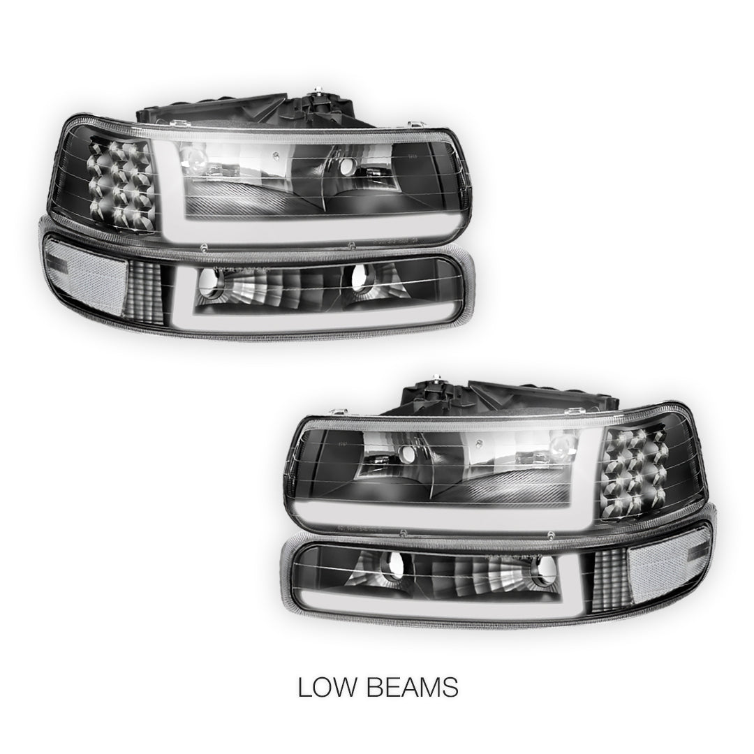 Chevrolet Silverado 1500 HD LS / LT (2001 - 2002) LED DRL Bar Headlights LH + RH