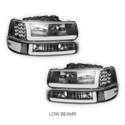 Chevrolet Silverado 1500 HD LS / LT (2001 - 2002) LED DRL Bar Headlights LH + RH