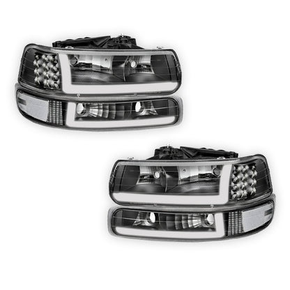 Chevrolet Silverado 1500 HD LS / LT (2001 - 2002) LED DRL Bar Headlights LH + RH