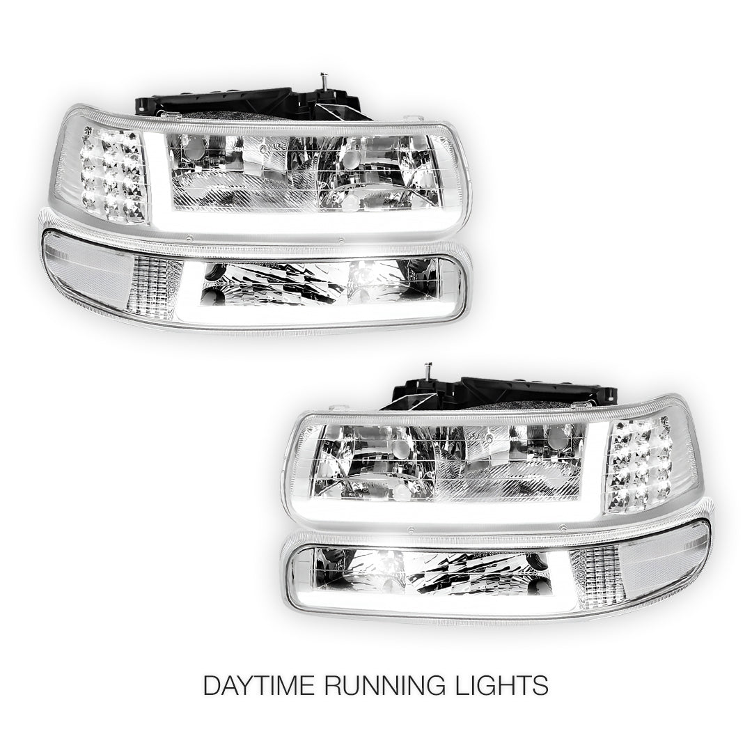 Chevrolet Silverado 1500 HD LS / LT (2001 - 2002) LED DRL Bar Headlights LH + RH