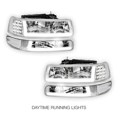 Chevrolet Silverado 1500 HD LS / LT (2001 - 2002) LED DRL Bar Headlights LH + RH