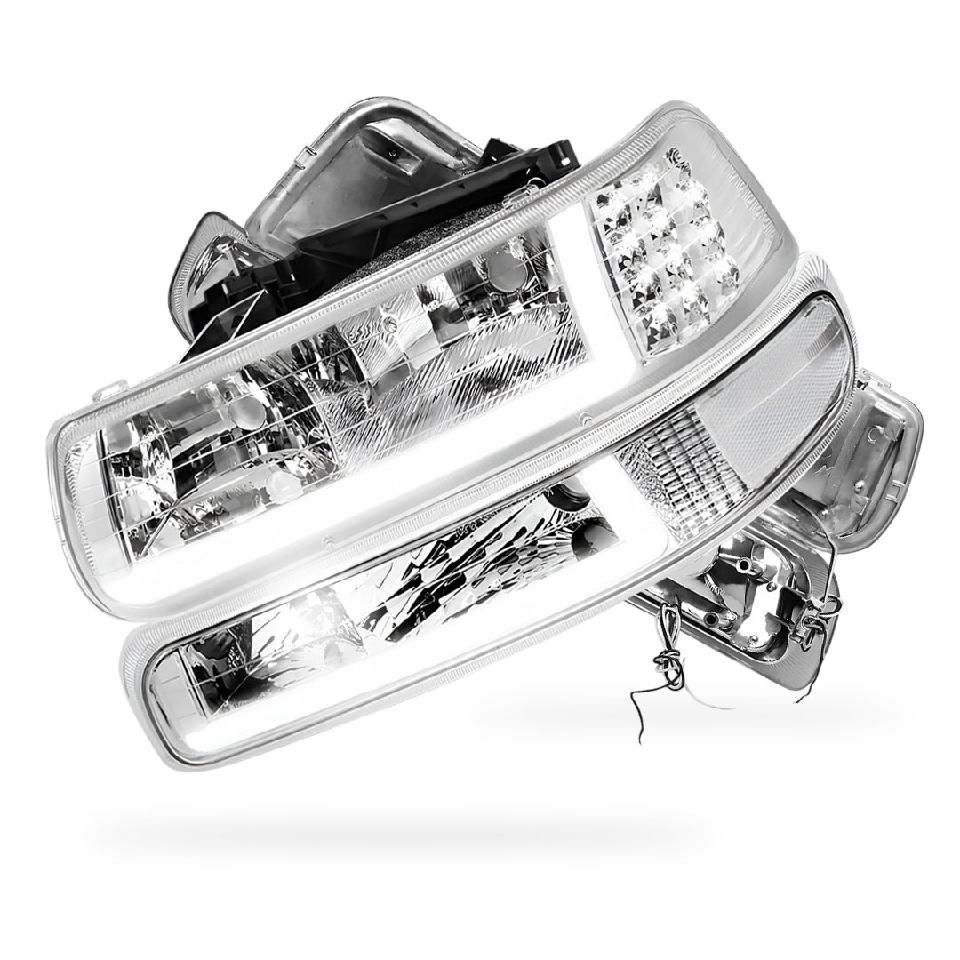Chevrolet Silverado 1500 HD LS / LT (2001 - 2002) LED DRL Bar Headlights LH + RH
