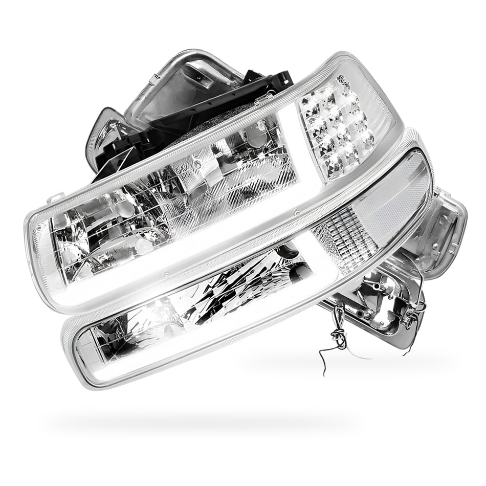 Chevrolet Silverado 1500 HD LS / LT (2001 - 2002) LED DRL Bar Headlights LH + RH