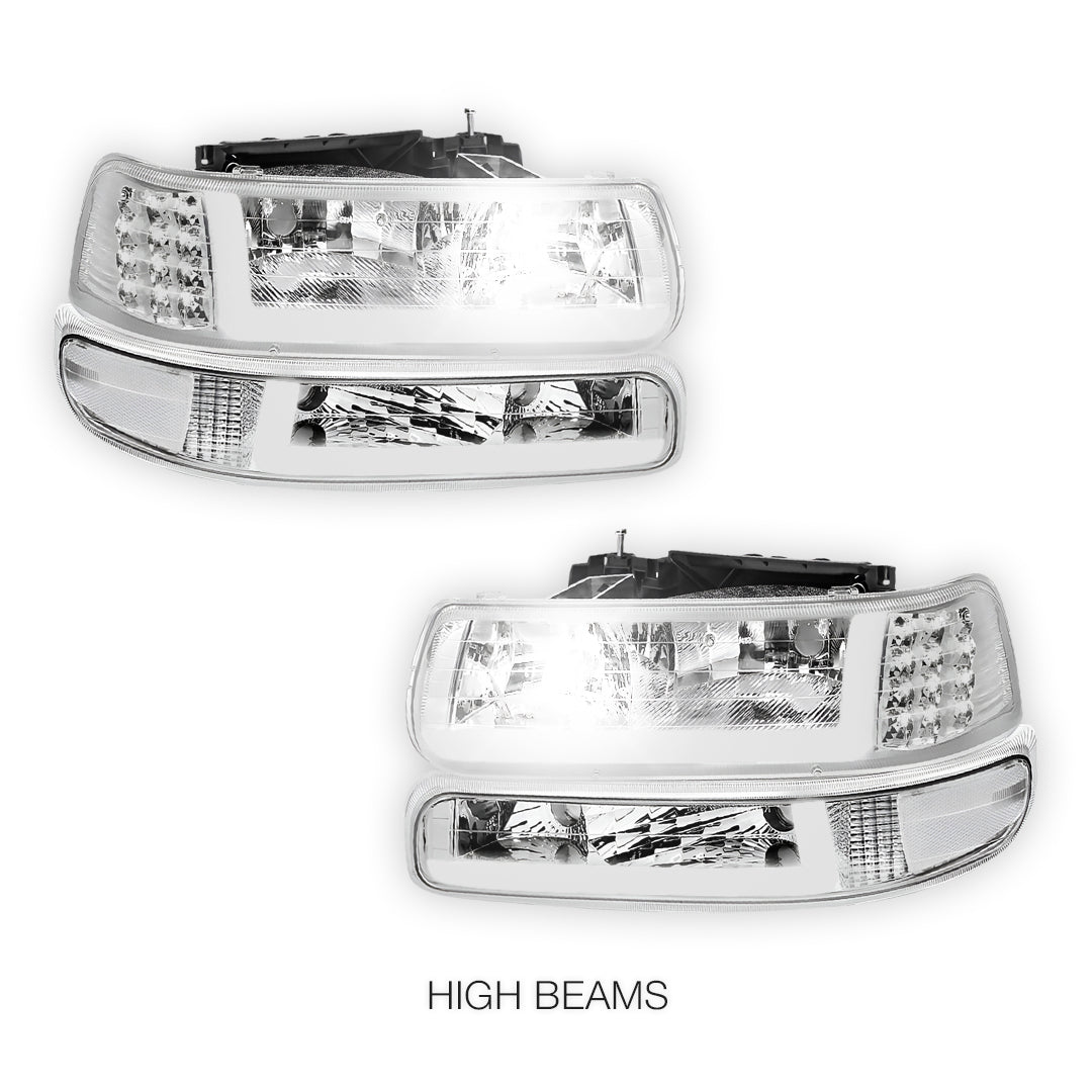 Chevrolet Silverado 1500 HD LS / LT (2001 - 2002) LED DRL Bar Headlights LH + RH