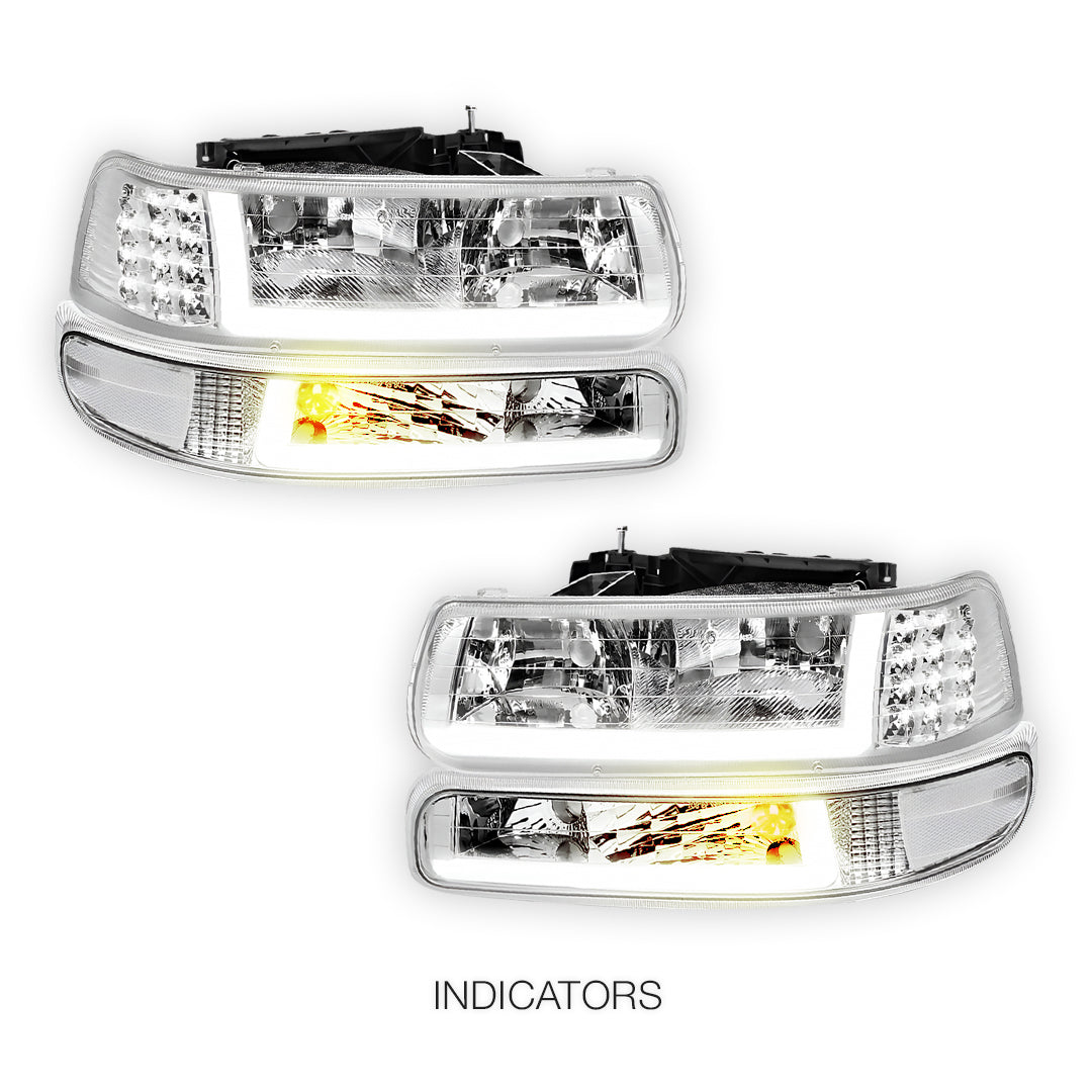 Chevrolet Silverado 1500 HD LS / LT (2001 - 2002) LED DRL Bar Headlights LH + RH