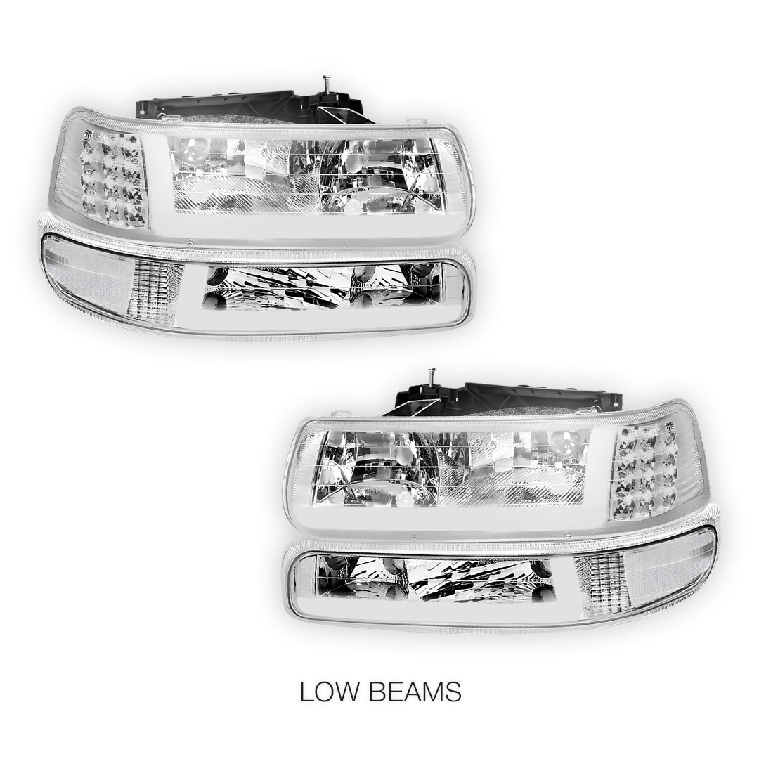 Chevrolet Silverado 1500 HD LS / LT (2001 - 2002) LED DRL Bar Headlights LH + RH