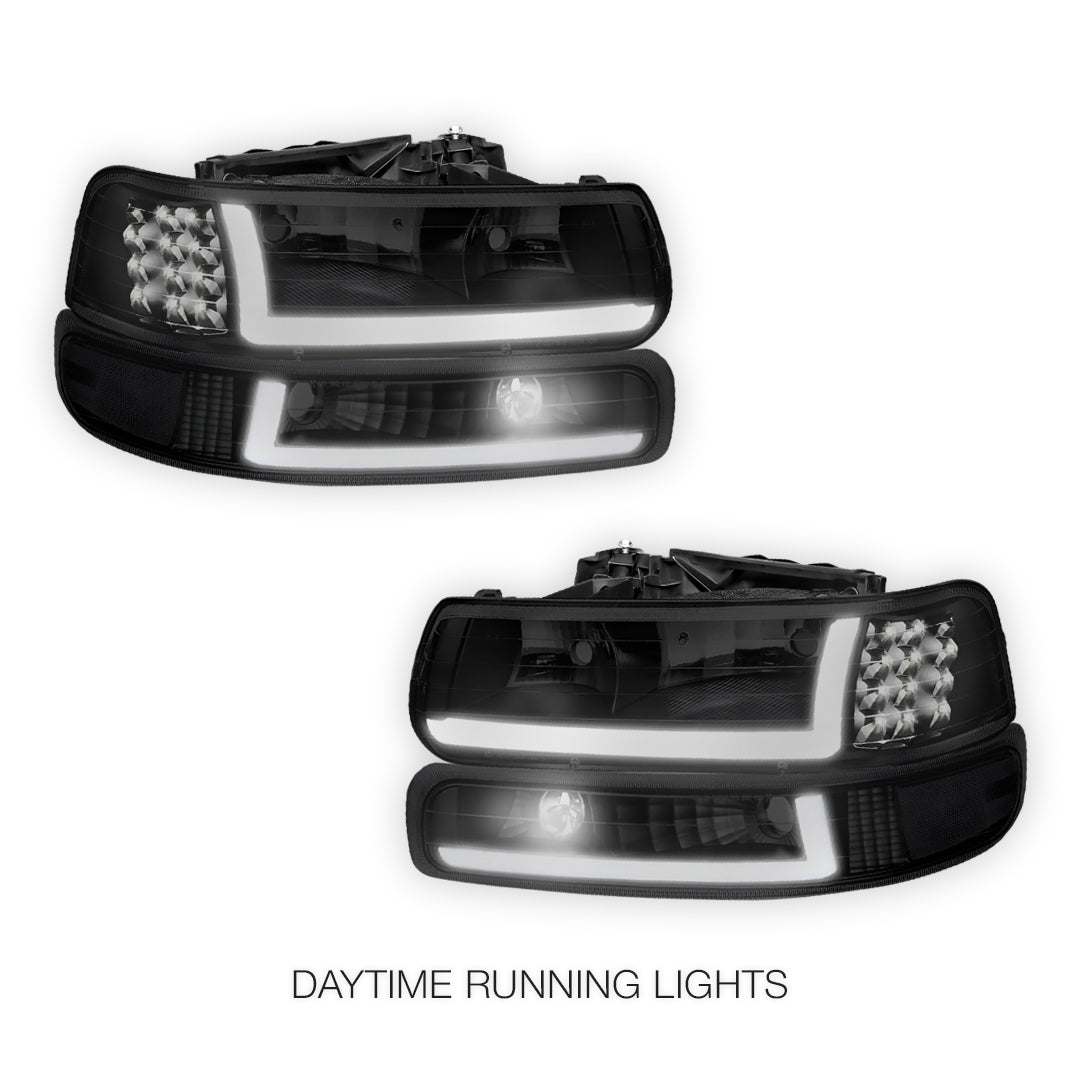 Chevrolet Silverado 1500 HD LS / LT (2001 - 2002) LED DRL Bar Headlights LH + RH