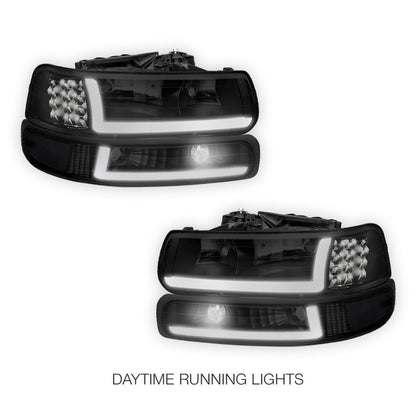 Chevrolet Silverado 1500 HD LS / LT (2001 - 2002) LED DRL Bar Headlights LH + RH