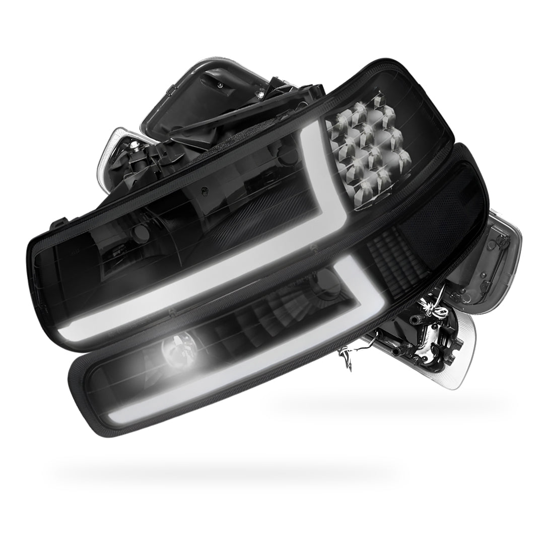 Chevrolet Silverado 1500 HD LS / LT (2001 - 2002) LED DRL Bar Headlights LH + RH