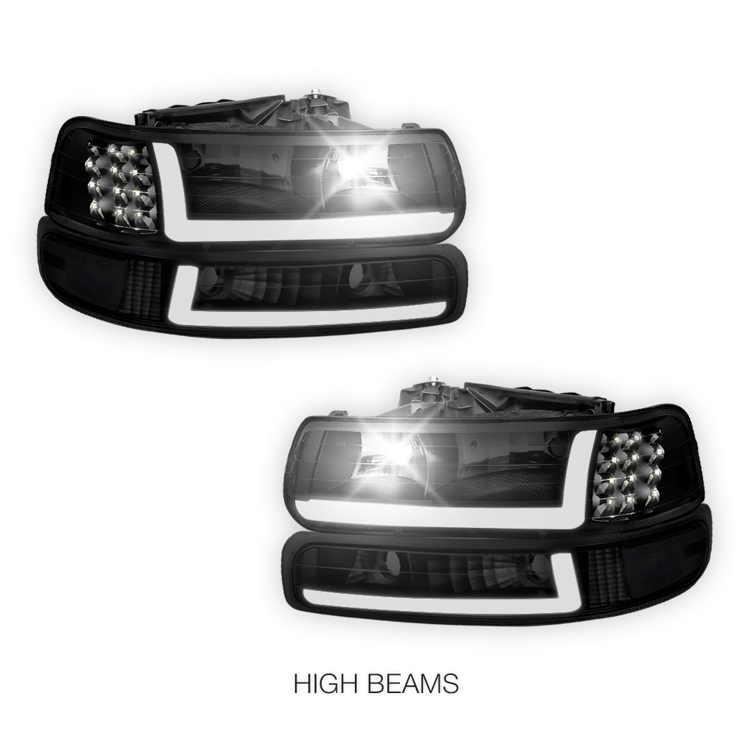 Chevrolet Silverado 1500 HD LS / LT (2001 - 2002) LED DRL Bar Headlights LH + RH