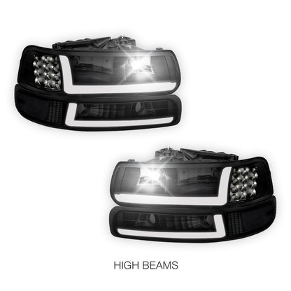Chevrolet Silverado 1500 HD LS / LT (2001 - 2002) LED DRL Bar Headlights LH + RH