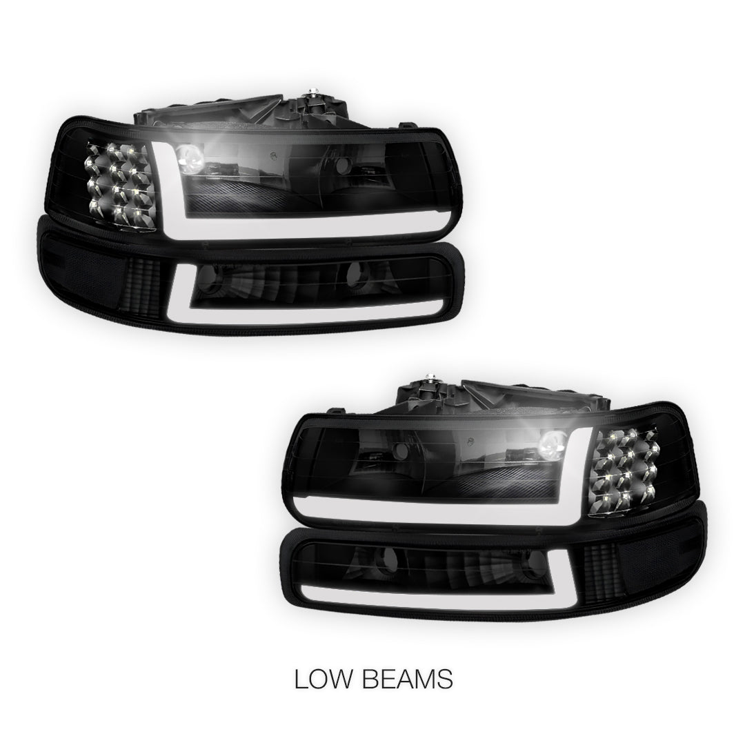 Chevrolet Silverado 1500 HD LS / LT (2001 - 2002) LED DRL Bar Headlights LH + RH