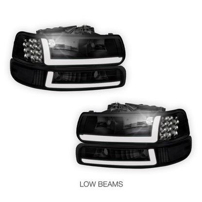 Chevrolet Silverado 1500 HD LS / LT (2001 - 2002) LED DRL Bar Headlights LH + RH