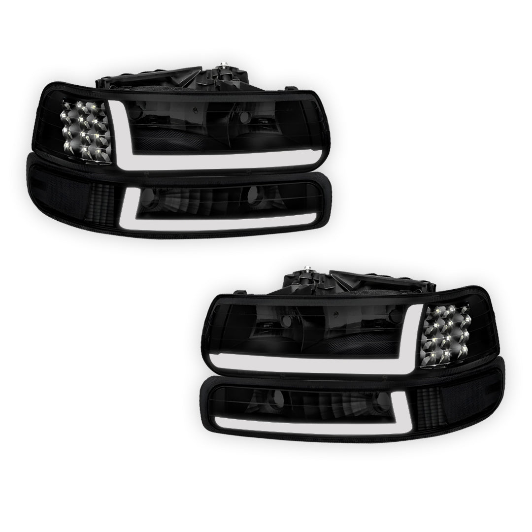 Chevrolet Silverado 1500 HD LS / LT (2001 - 2002) LED DRL Bar Headlights LH + RH