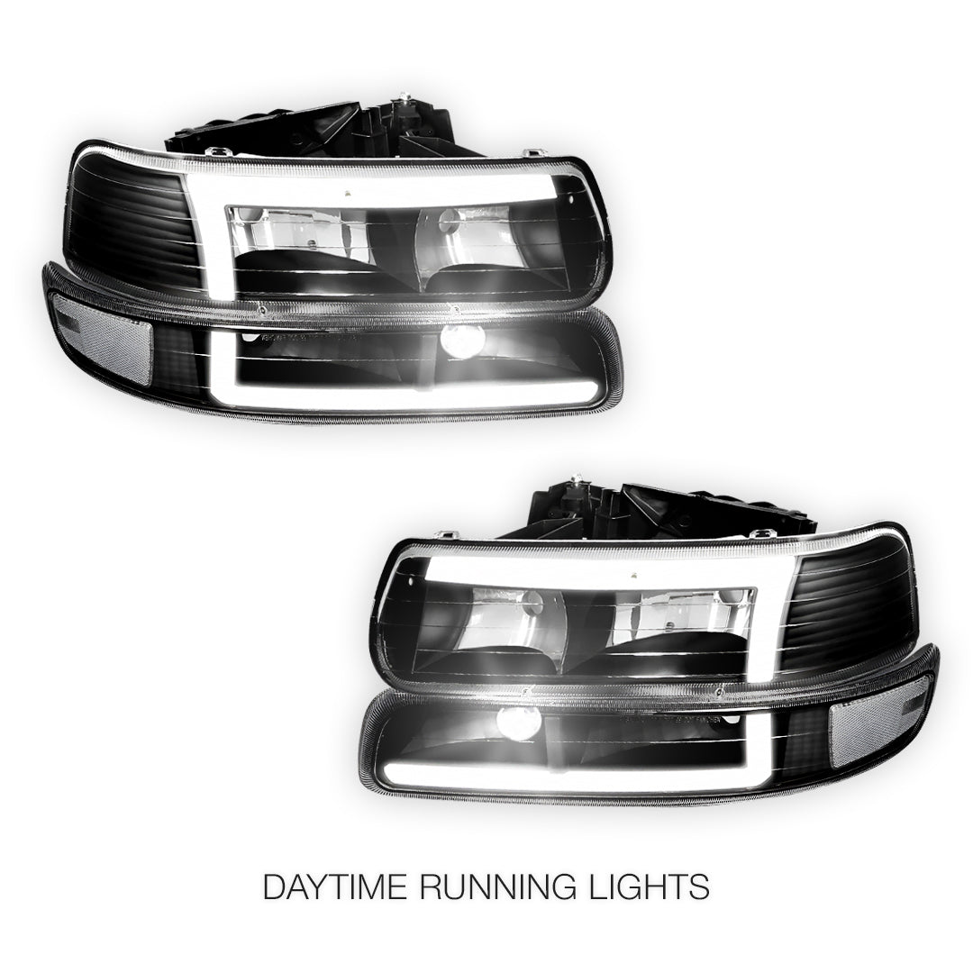 Chevrolet Silverado 1500 HD LS / LT (2001 - 2002) L-Pattern 3D LED DRL Headlights LH + RH