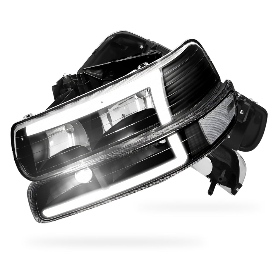 Chevrolet Silverado 1500 HD LS / LT (2001 - 2002) L-Pattern 3D LED DRL Headlights LH + RH