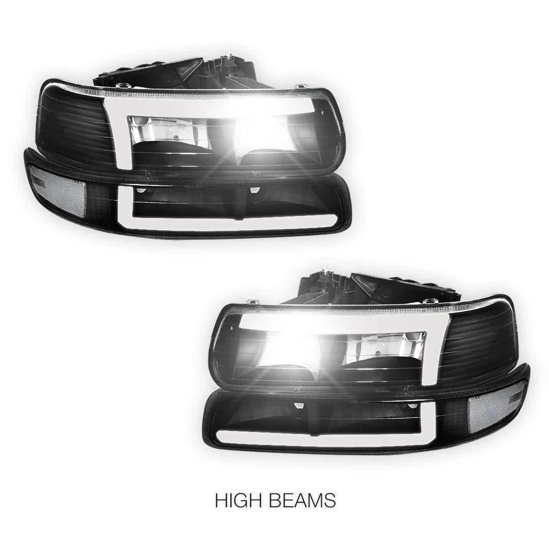 Chevrolet Silverado 1500 HD LS / LT (2001 - 2002) L-Pattern 3D LED DRL Headlights LH + RH
