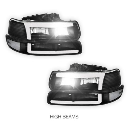 Chevrolet Silverado 1500 HD LS / LT (2001 - 2002) L-Pattern 3D LED DRL Headlights LH + RH