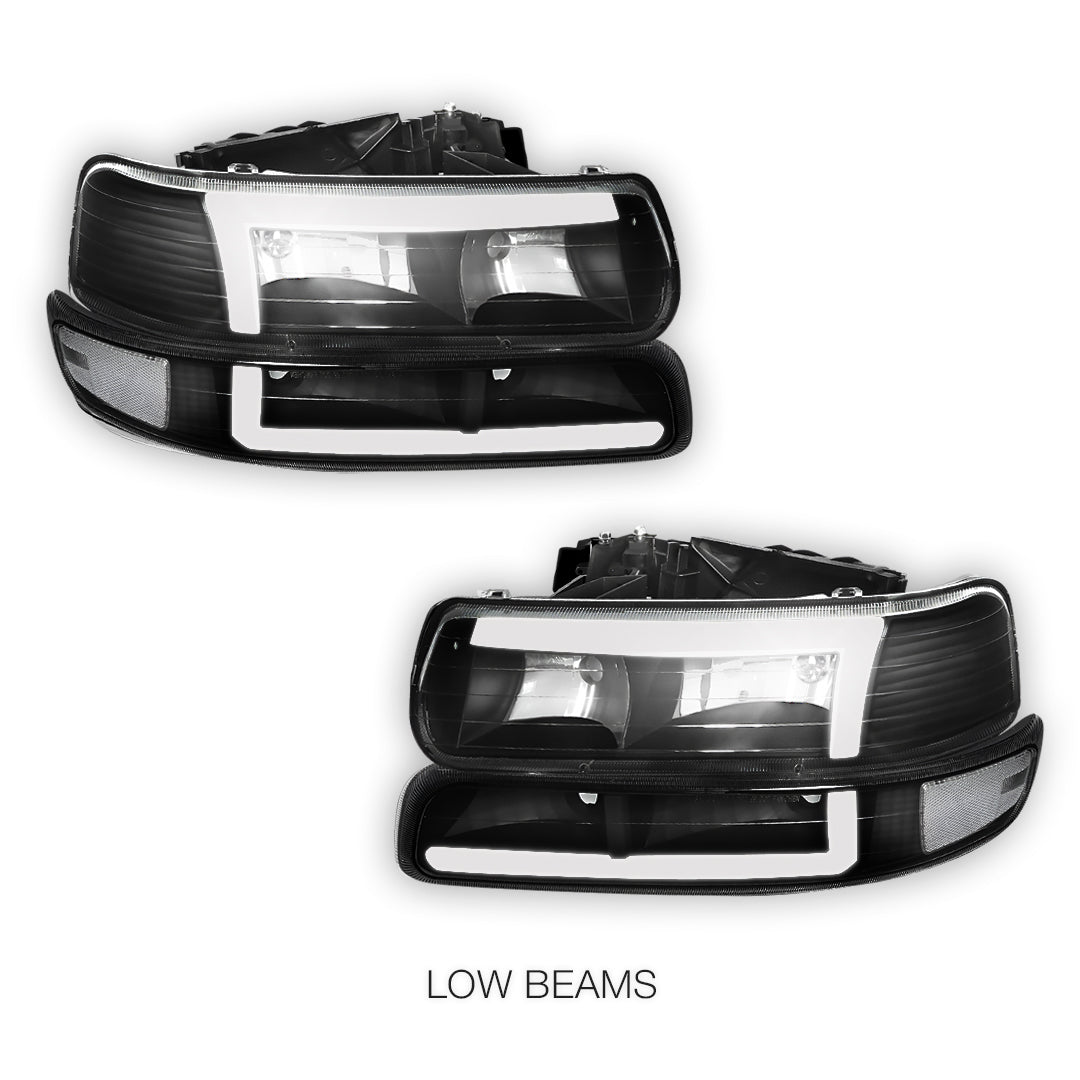 Chevrolet Silverado 1500 HD LS / LT (2001 - 2002) L-Pattern 3D LED DRL Headlights LH + RH