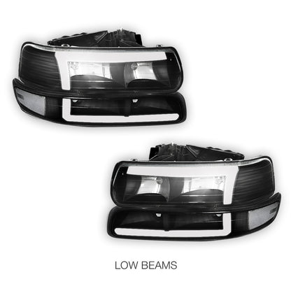 Chevrolet Silverado 1500 HD LS / LT (2001 - 2002) L-Pattern 3D LED DRL Headlights LH + RH
