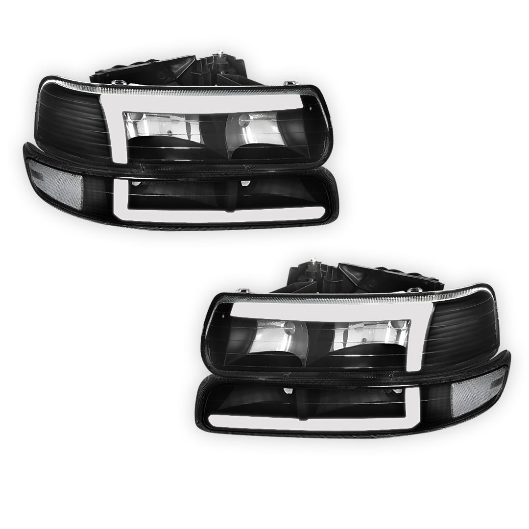 Chevrolet Silverado 1500 HD LS / LT (2001 - 2002) L-Pattern 3D LED DRL Headlights LH + RH