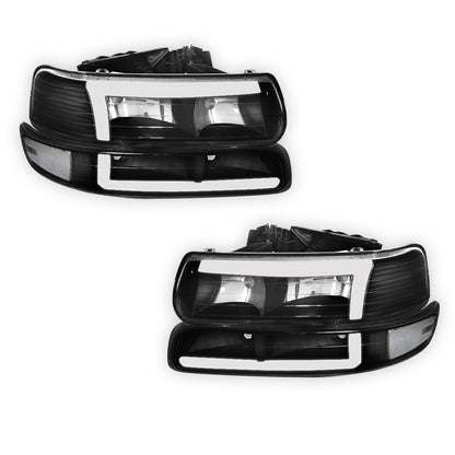 Chevrolet Silverado 1500 HD LS / LT (2001 - 2002) L-Pattern 3D LED DRL Headlights LH + RH