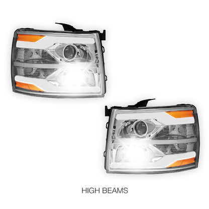 Chevrolet Silverado 1500 LS / LT / LTZ (2007 - 2013) Dual LED DRL Projector Headlights LH + RH