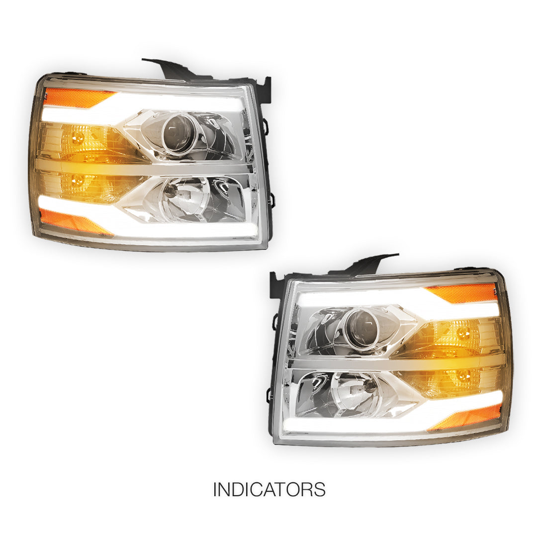 Chevrolet Silverado 1500 LS / LT / LTZ (2007 - 2013) Dual LED DRL Projector Headlights LH + RH