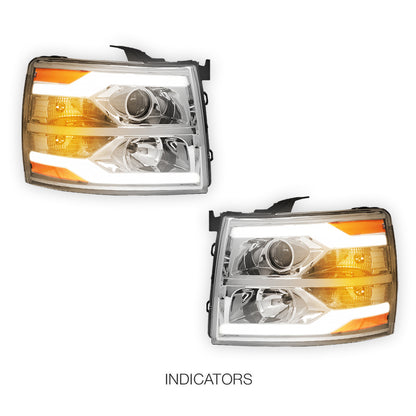 Chevrolet Silverado 1500 LS / LT / LTZ (2007 - 2013) Dual LED DRL Projector Headlights LH + RH