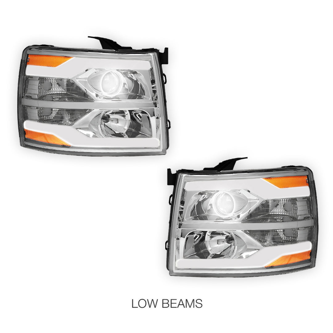 Chevrolet Silverado 1500 LS / LT / LTZ (2007 - 2013) Dual LED DRL Projector Headlights LH + RH