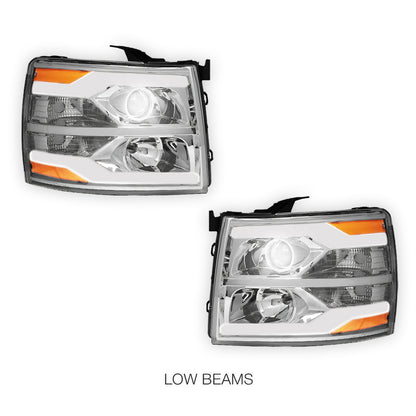 Chevrolet Silverado 1500 LS / LT / LTZ (2007 - 2013) Dual LED DRL Projector Headlights LH + RH