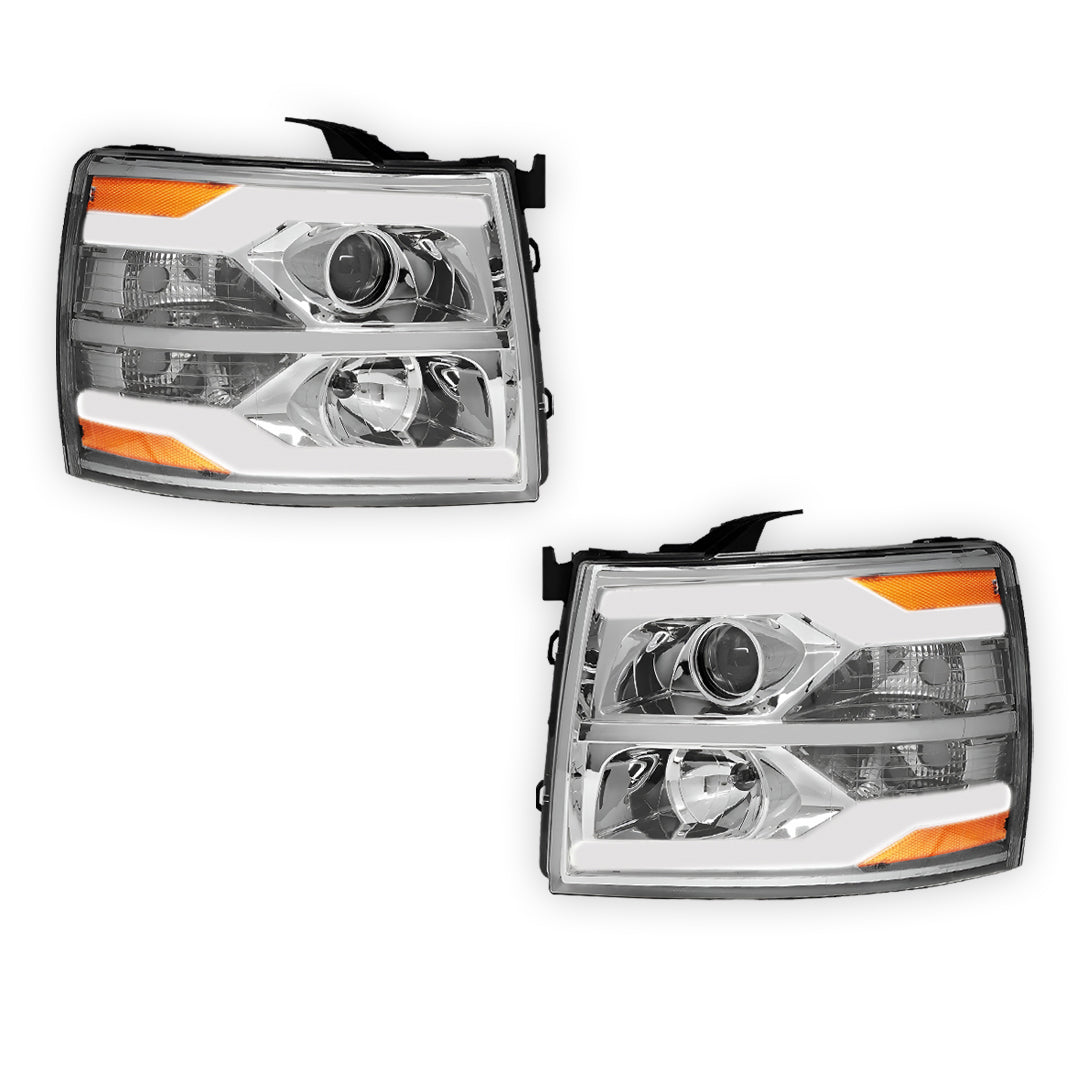 Chevrolet Silverado 1500 LS / LT / LTZ (2007 - 2013) Dual LED DRL Projector Headlights LH + RH