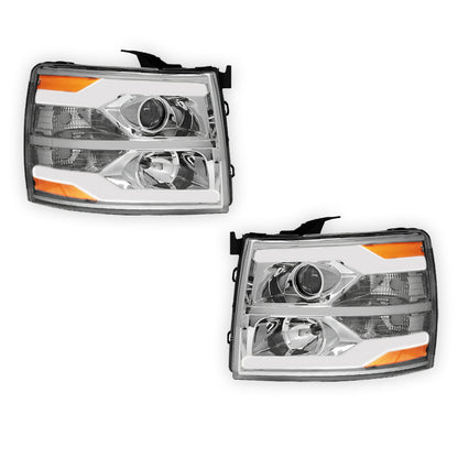 Chevrolet Silverado 1500 LS / LT / LTZ (2007 - 2013) Dual LED DRL Projector Headlights LH + RH