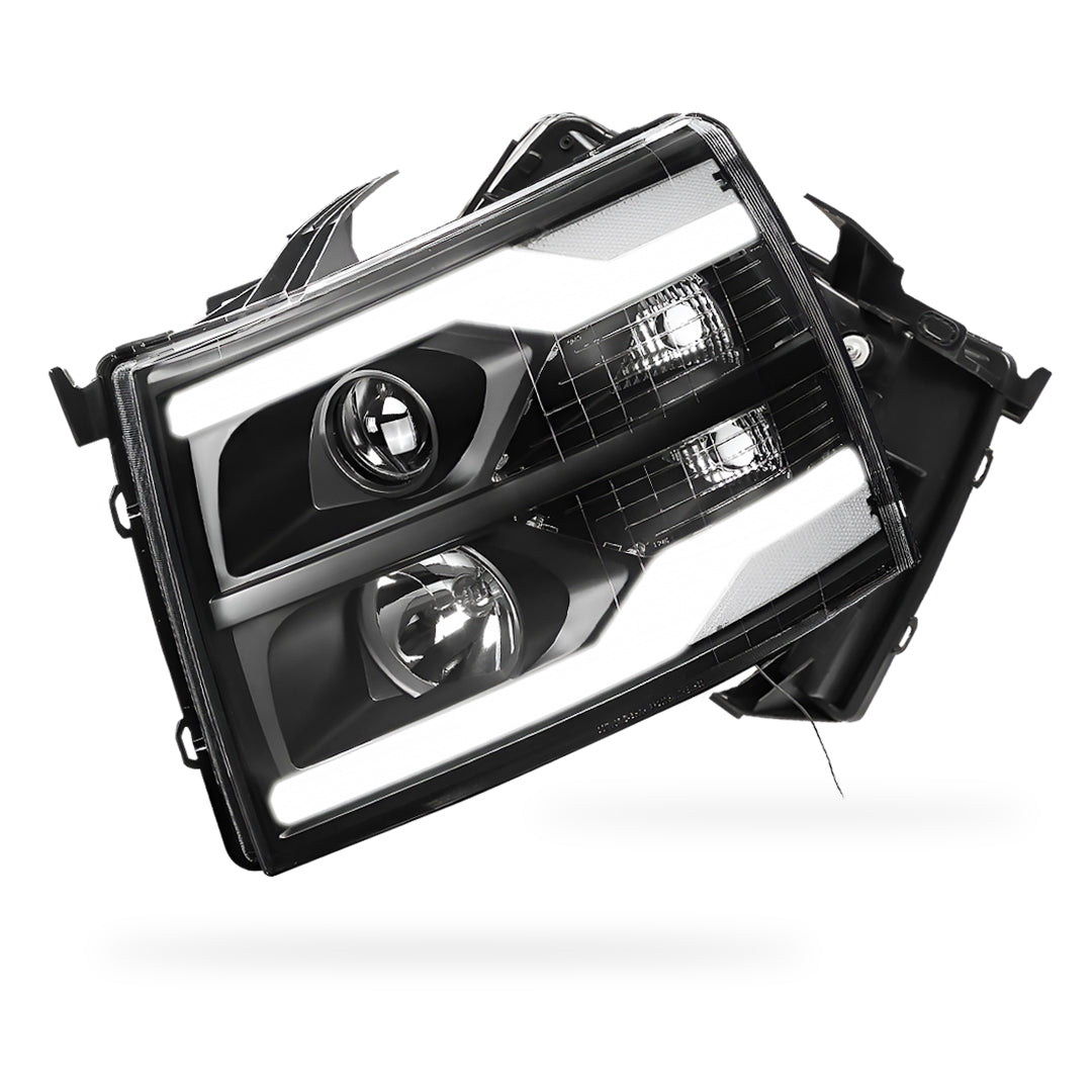 Chevrolet Silverado 1500 LS / LT / LTZ (2007 - 2013) Dual LED DRL Projector Headlights LH + RH