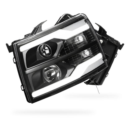 Chevrolet Silverado 1500 LS / LT / LTZ (2007 - 2013) Dual LED DRL Projector Headlights LH + RH