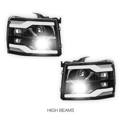 Chevrolet Silverado 1500 LS / LT / LTZ (2007 - 2013) Dual LED DRL Projector Headlights LH + RH