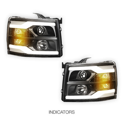 Chevrolet Silverado 1500 LS / LT / LTZ (2007 - 2013) Dual LED DRL Projector Headlights LH + RH