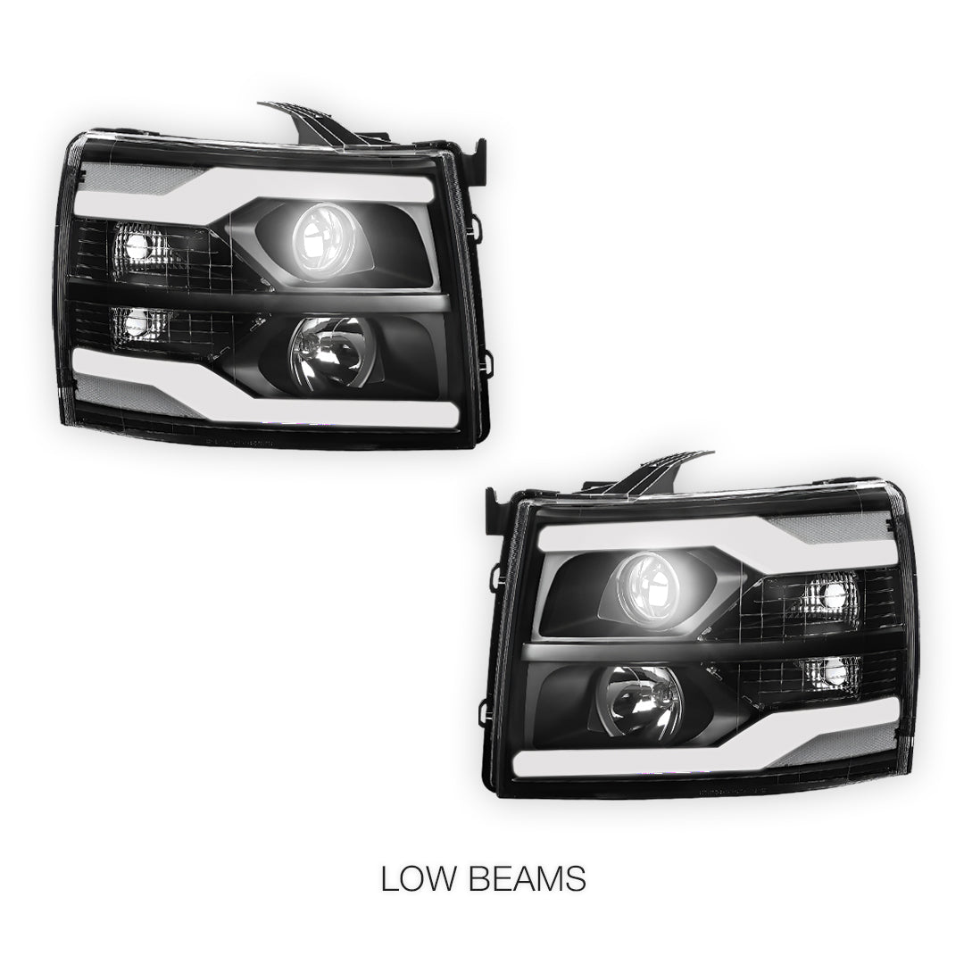Chevrolet Silverado 1500 LS / LT / LTZ (2007 - 2013) Dual LED DRL Projector Headlights LH + RH