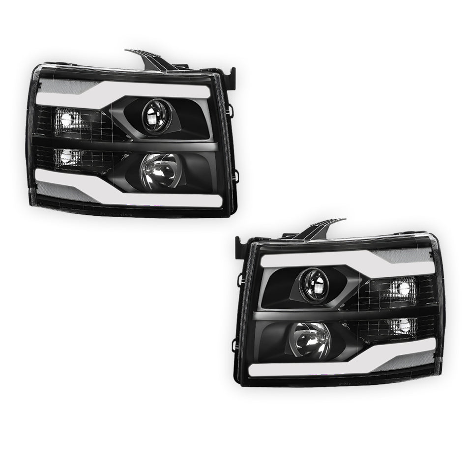 Chevrolet Silverado 1500 LS / LT / LTZ (2007 - 2013) Dual LED DRL Projector Headlights LH + RH
