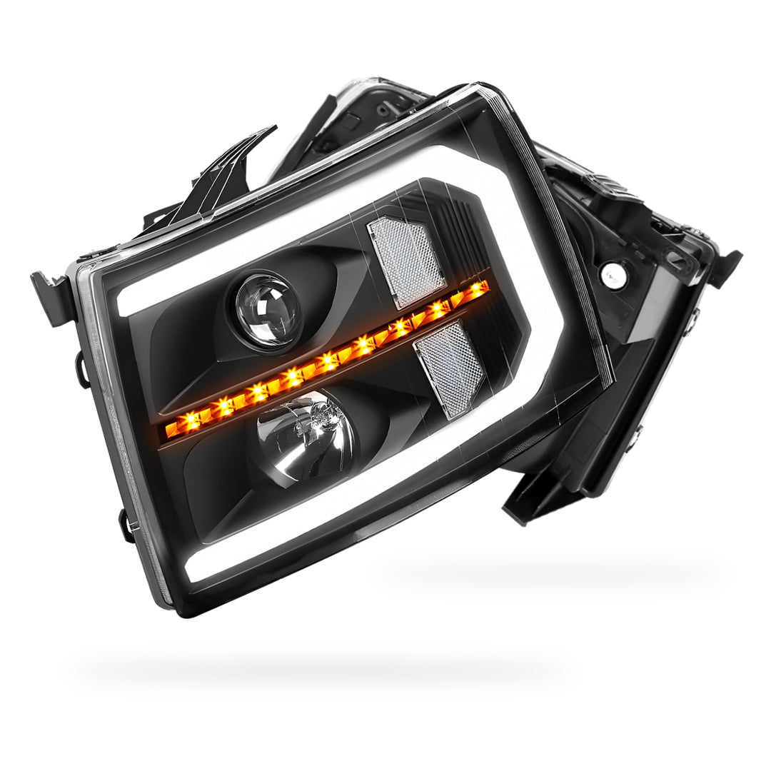 Chevrolet Silverado 1500 LS / LT / LTZ (2007 - 2013) LED DRL Bar + Sequential Signal Projector Headlights LH + RH