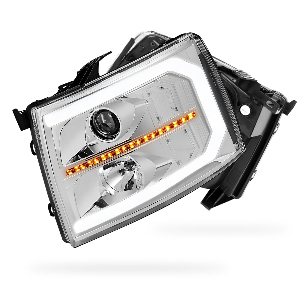 Chevrolet Silverado 1500 LS / LT / LTZ (2007 - 2013) LED DRL Bar + Sequential Signal Projector Headlights LH + RH
