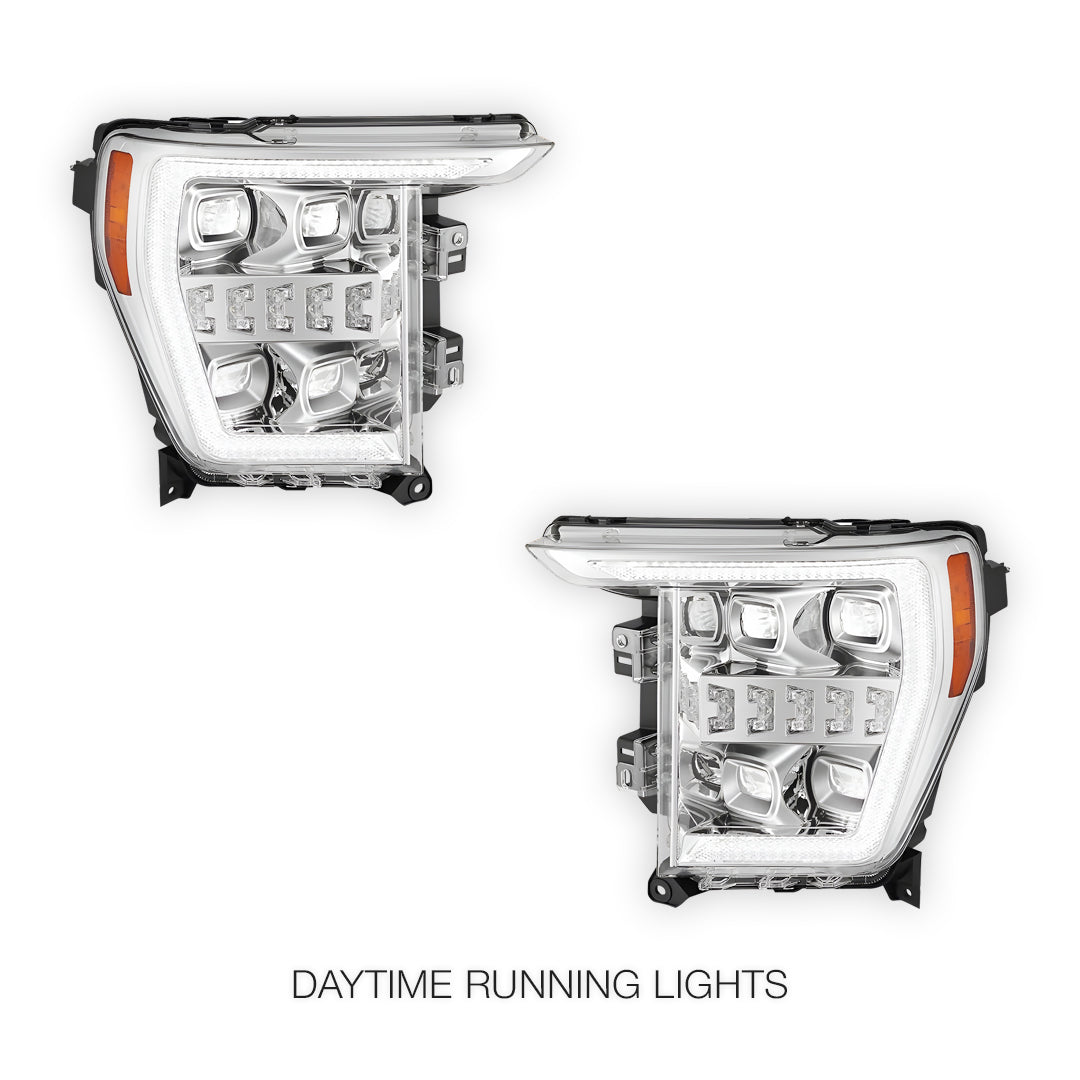 Ford F-150 (2021 - 2023) Start-Up LED DRL Switchback Signal Projector Headlights LH + RH