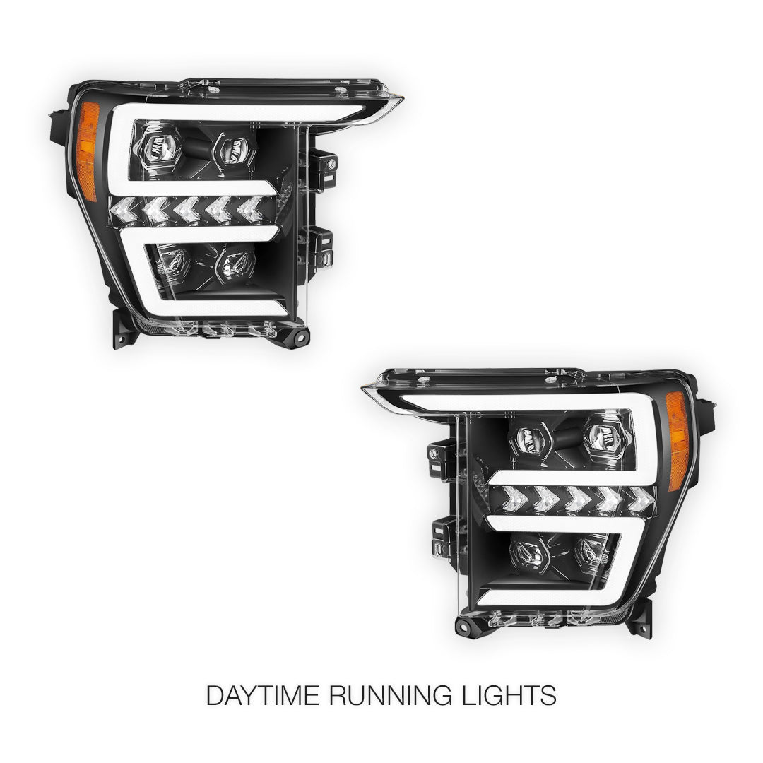 Ford F-150 (2021- 2023) LED DRL Switchback Sequential Signal Projector Headlights LH + RH