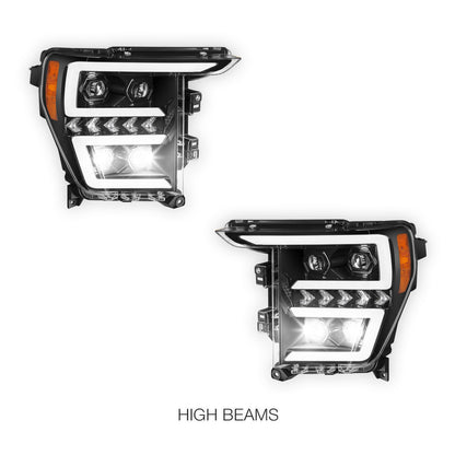 Ford F-150 (2021- 2023) LED DRL Switchback Sequential Signal Projector Headlights LH + RH
